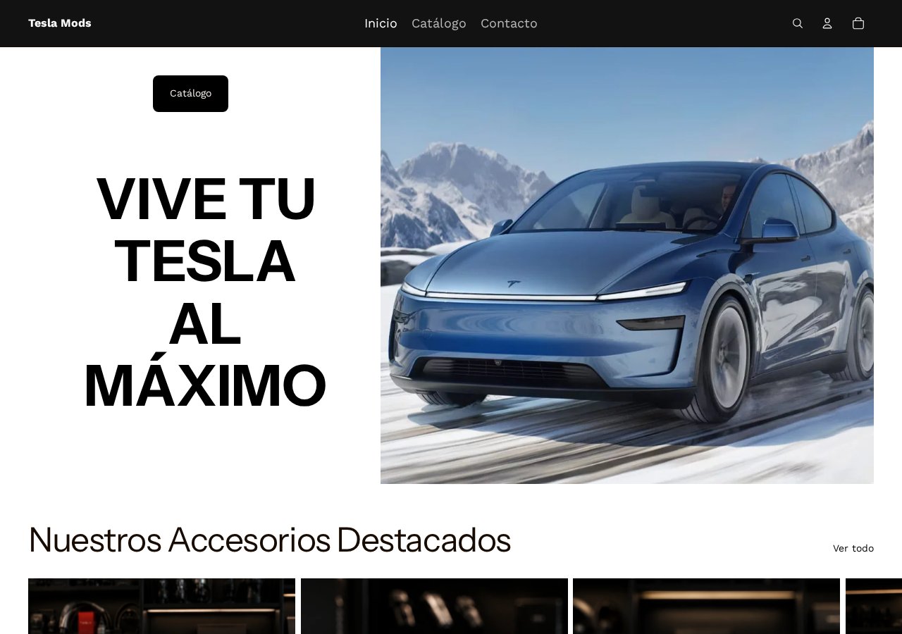 Vista de la página de inicio de Tesla Mods