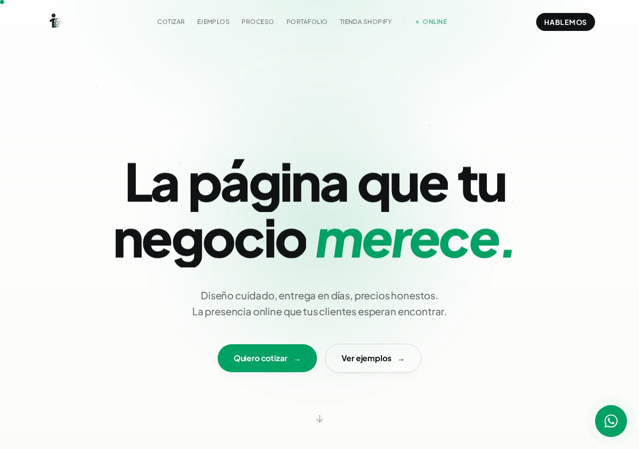 Vista de la página de inicio de Unserdigital